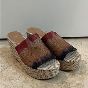 Vince Camuto Navy, Red and Brown Wedge Sandals